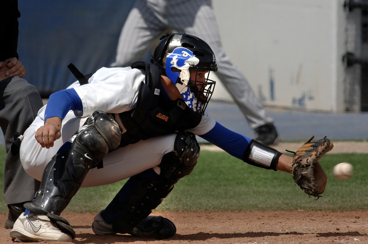 baseball player catcher ball free photo