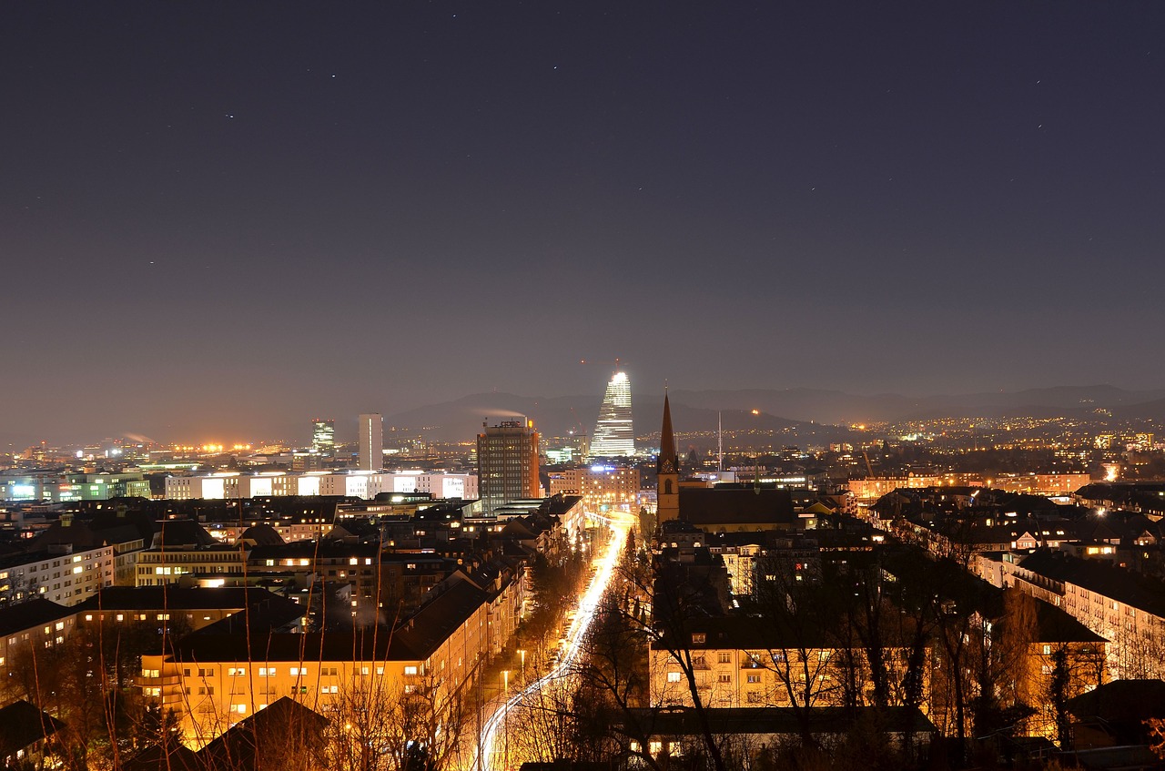 basel city night free photo