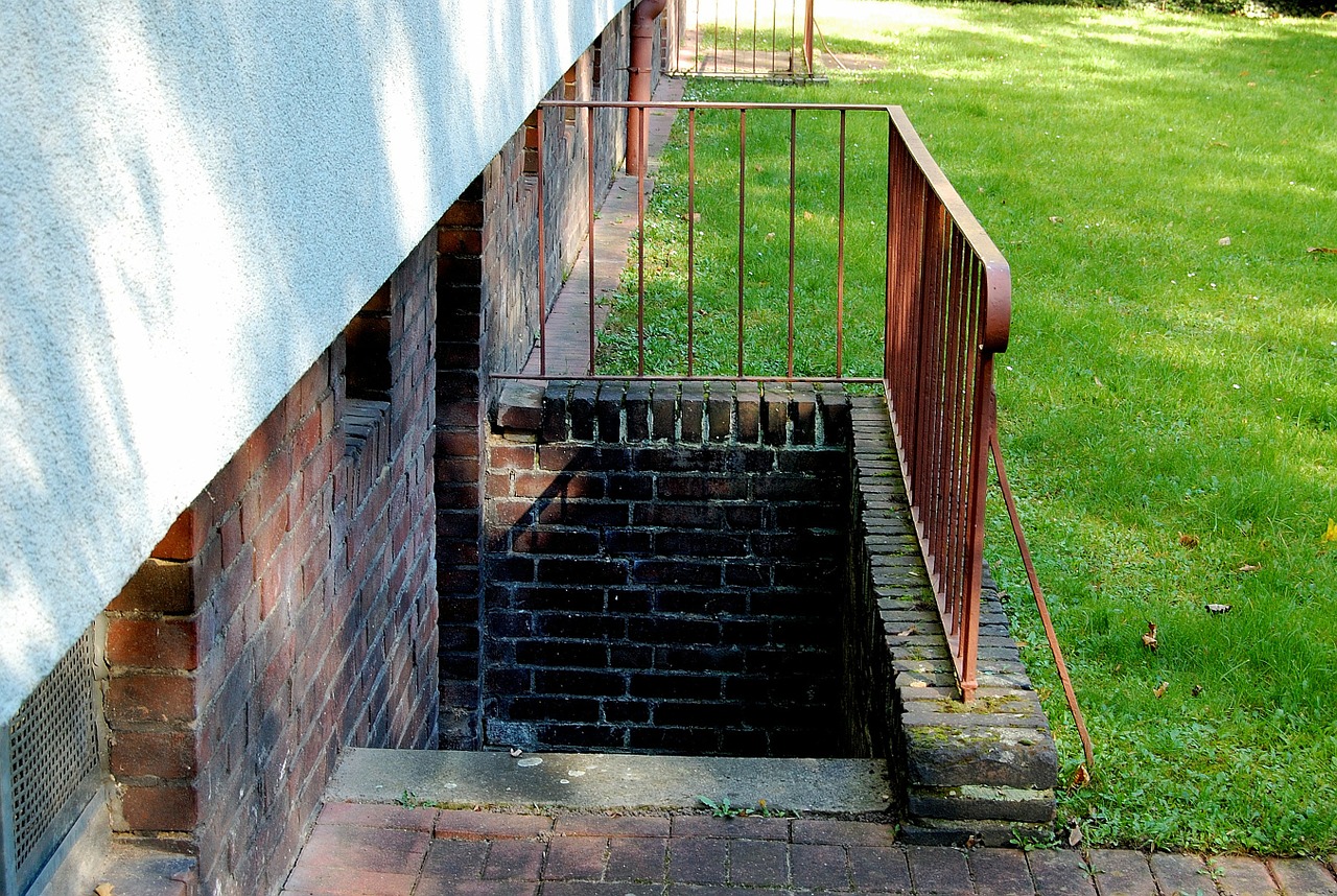 basement stairs railing stainless free photo