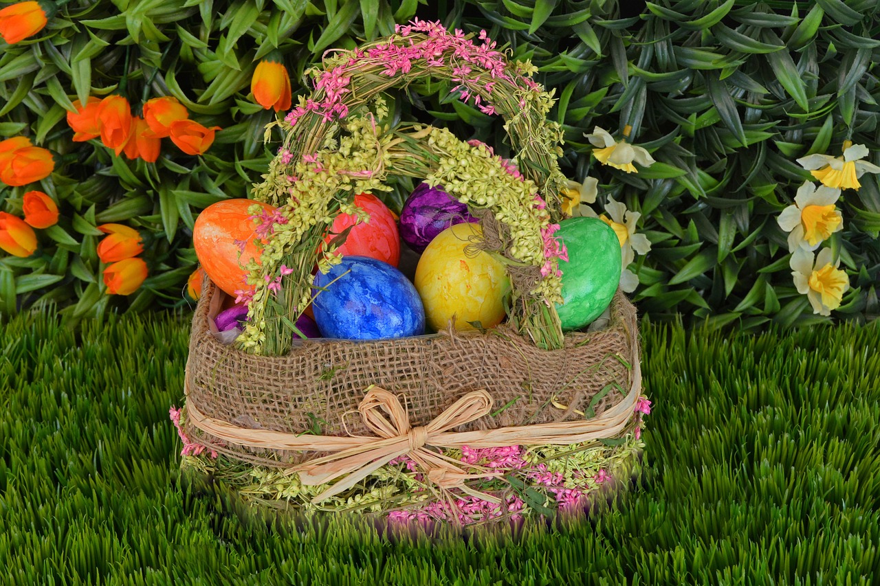 basket easter eggs easter free photo
