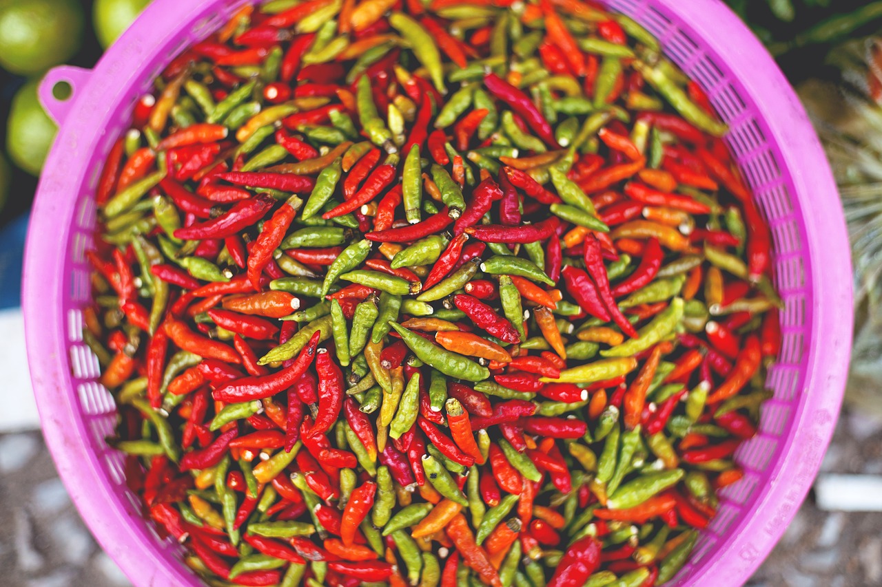 basket chili peppers chillies free photo