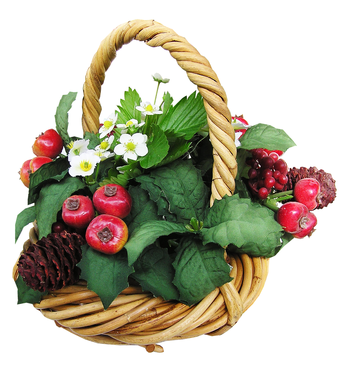 basket fruit flowers free photo