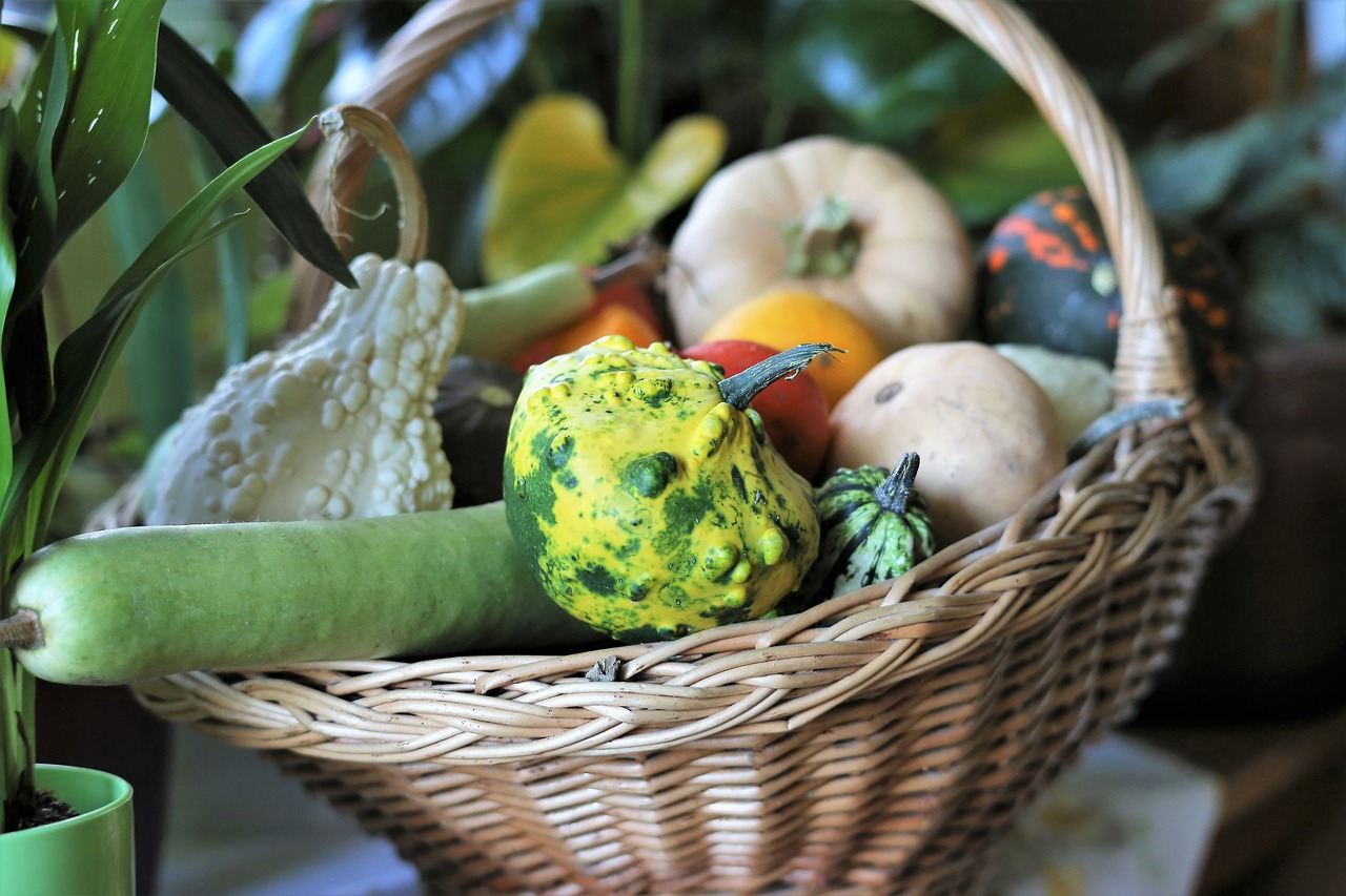 basket  pumpkins  autumn decoration free photo