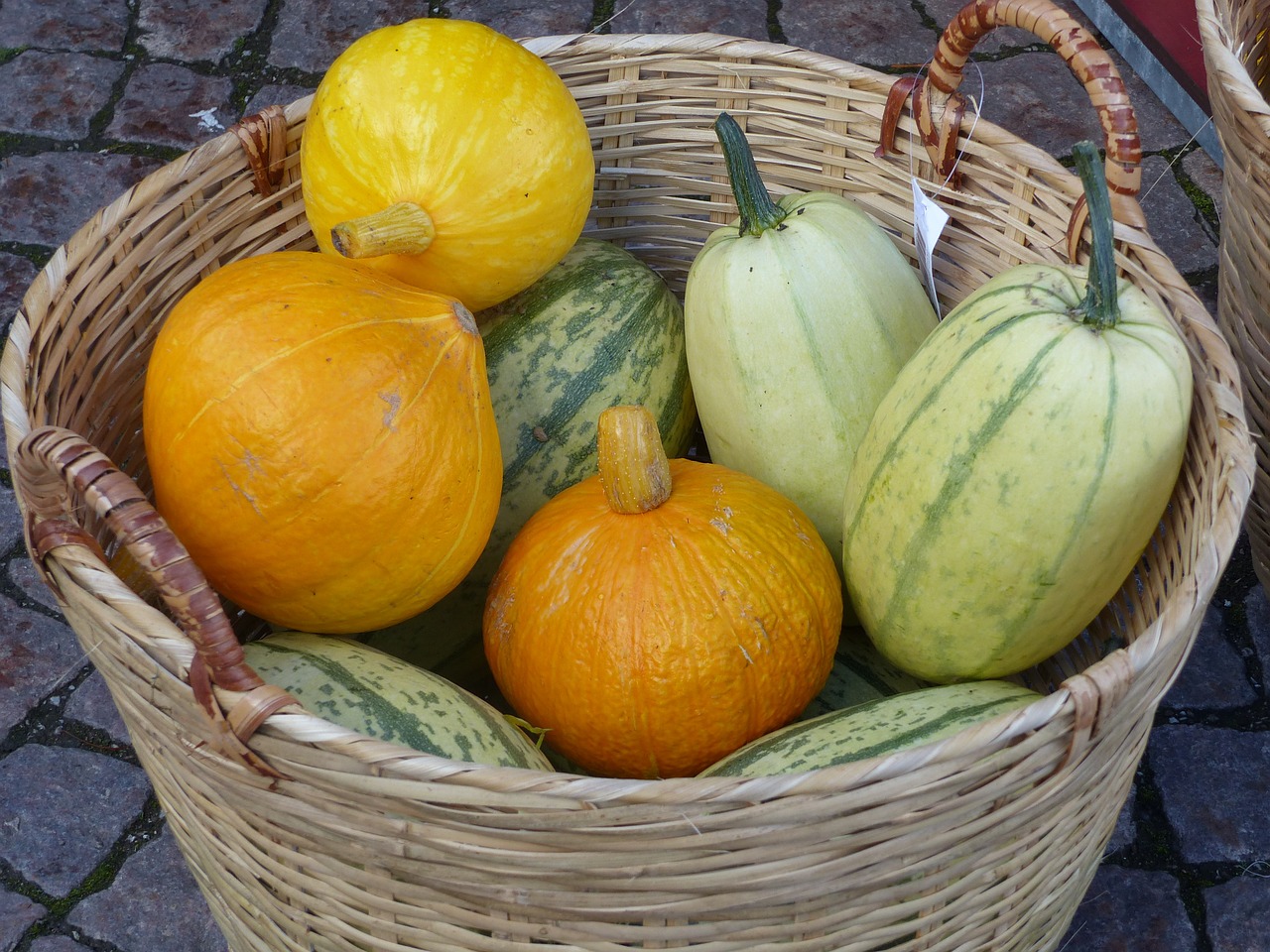 basket pumpkins autumn free photo