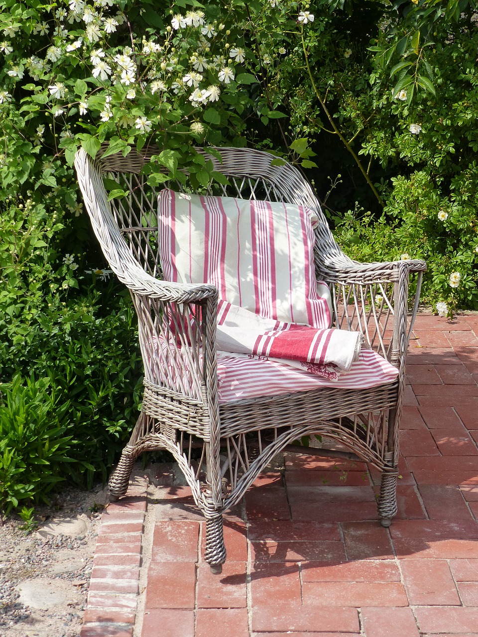 basket chair pillow garden free photo