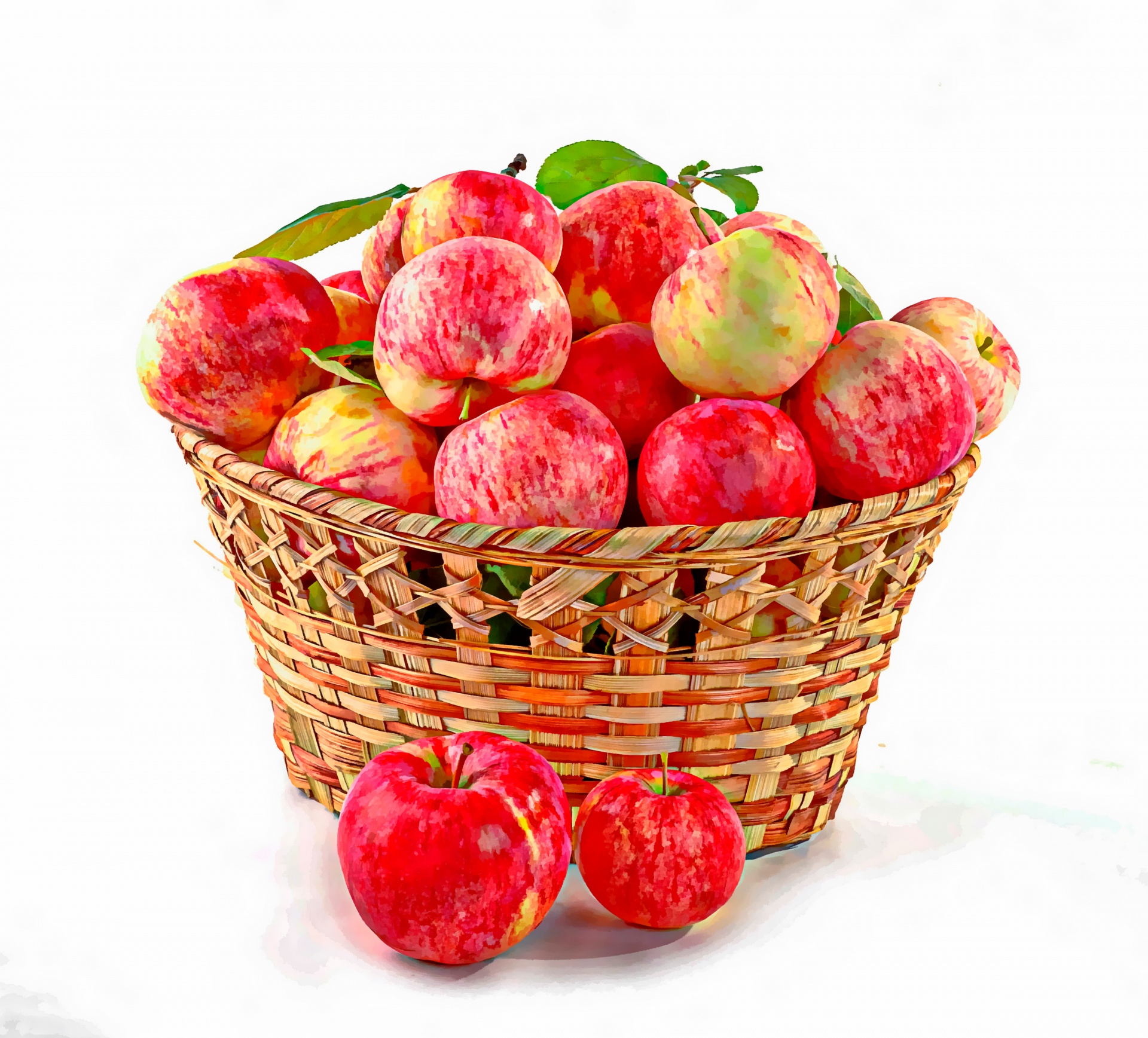 apples basket digital painting free photo