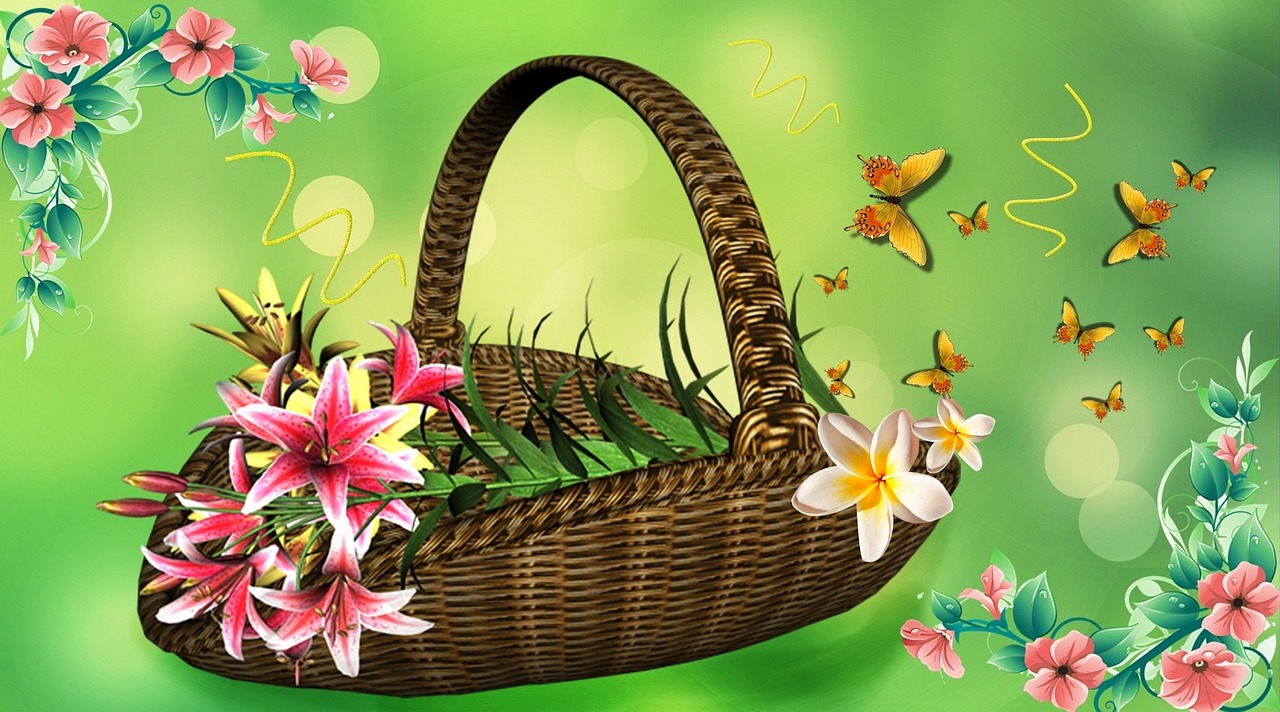 basket of flowers flower arrangement lilies free photo