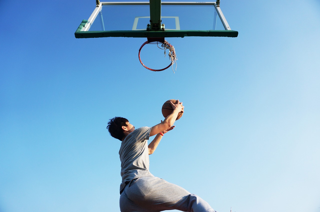 basketball dunk blue free photo