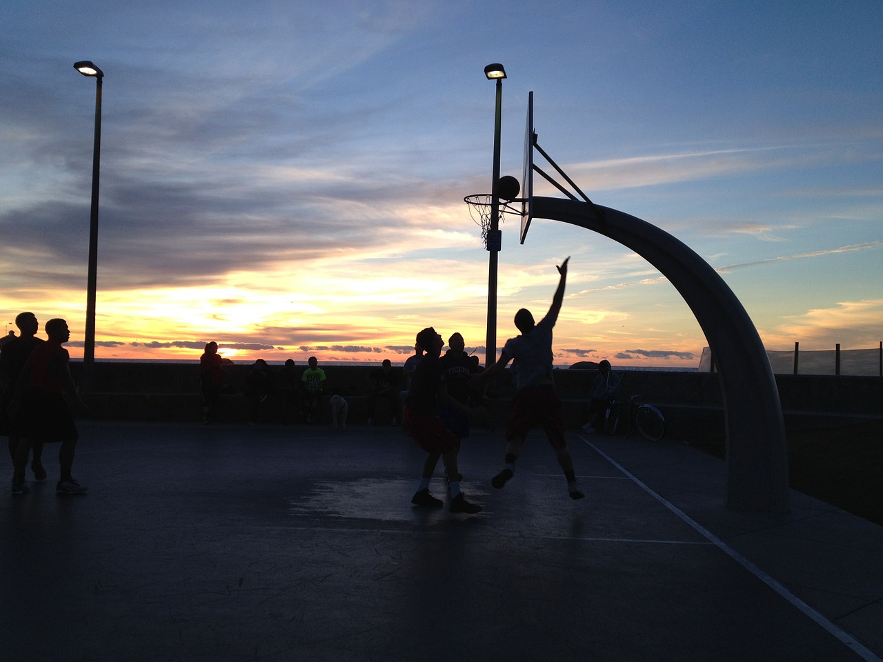 basketball sunset silhouette free photo