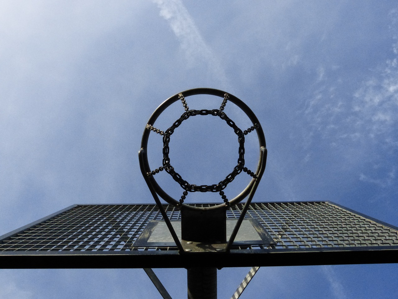basketball hoop metal perspective free photo