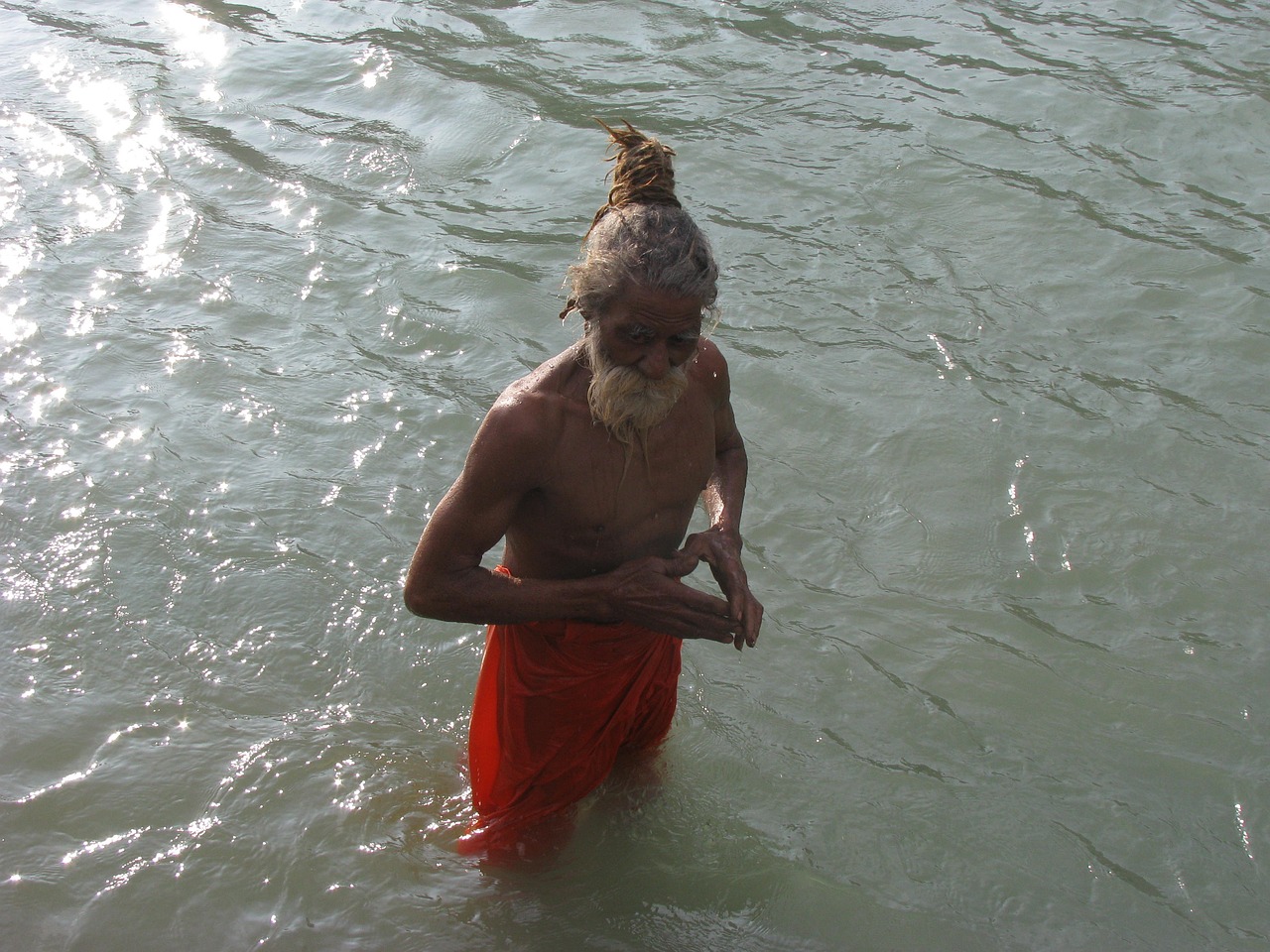 bath ganga sadhu free photo