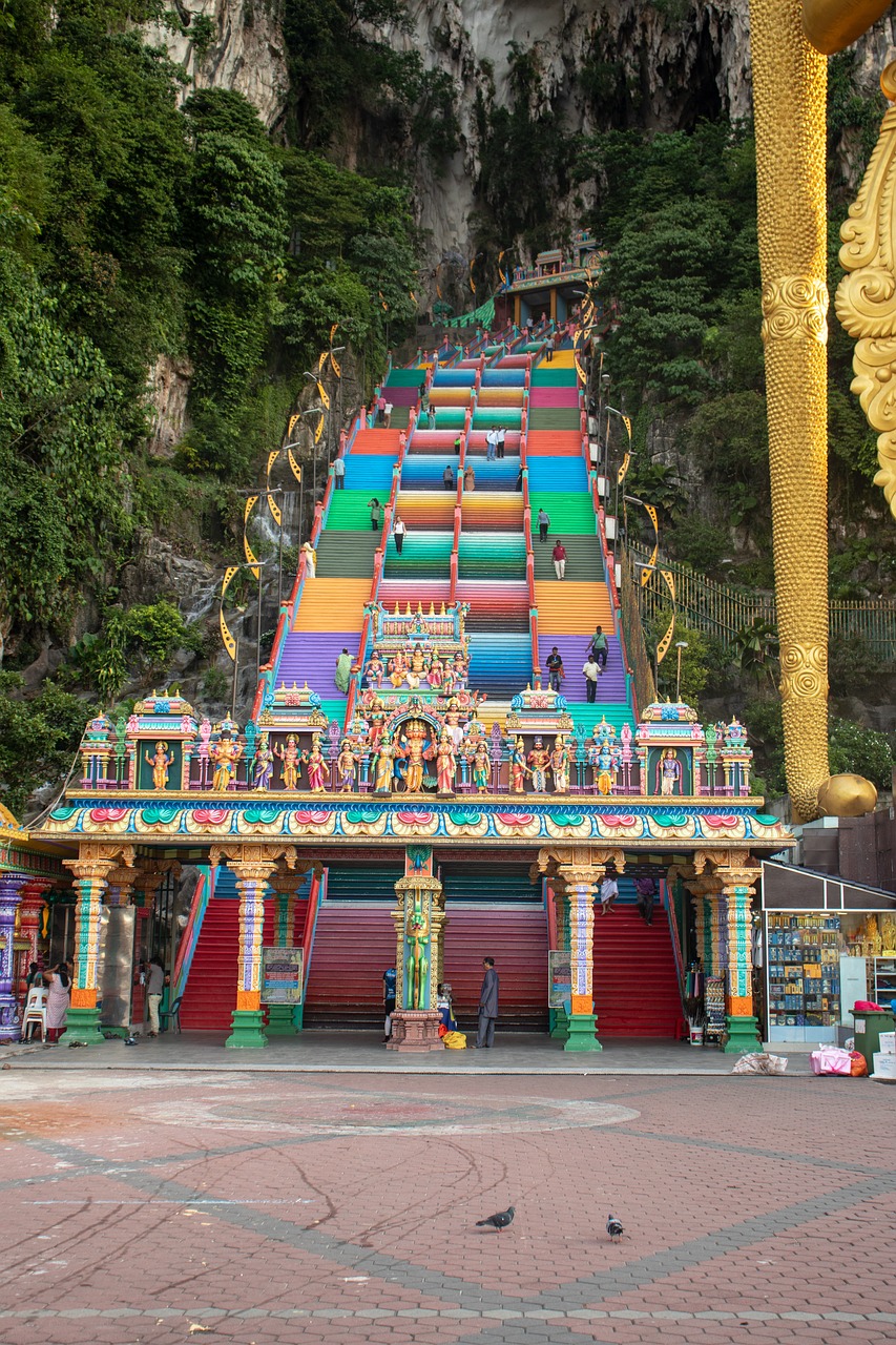 batu caves  steps  color free photo