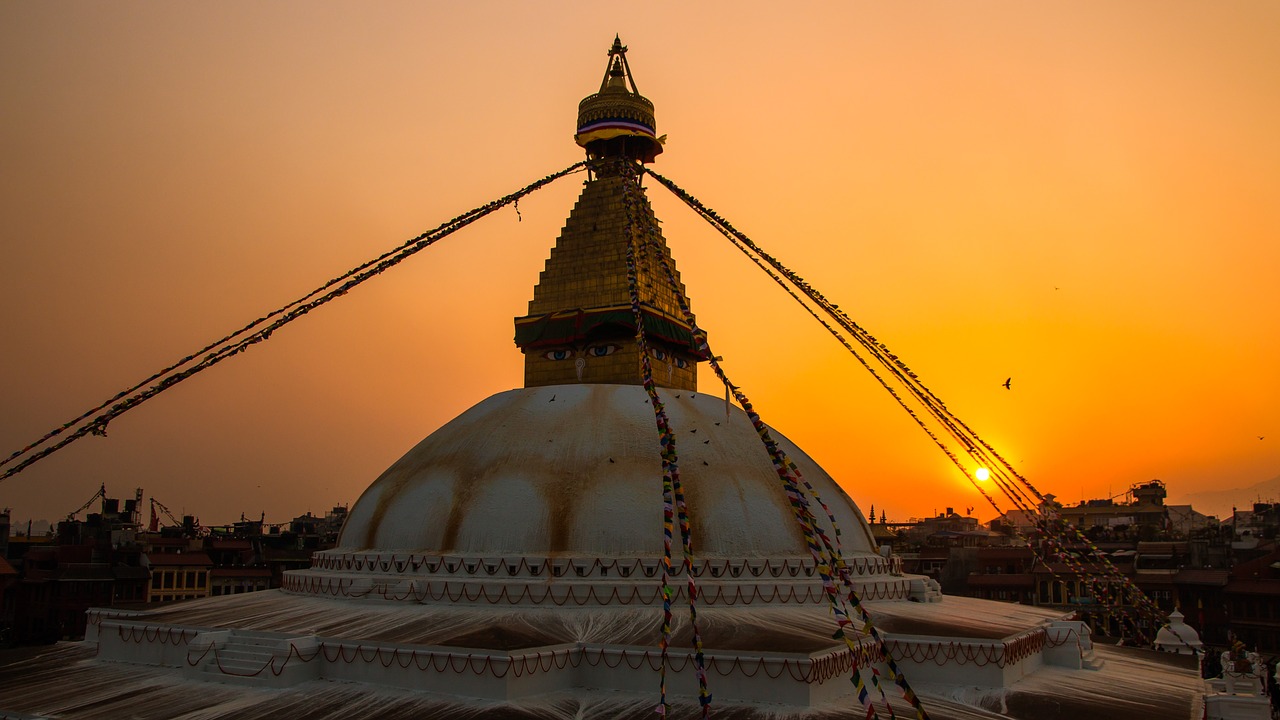 baudha  stupa  sunset free photo