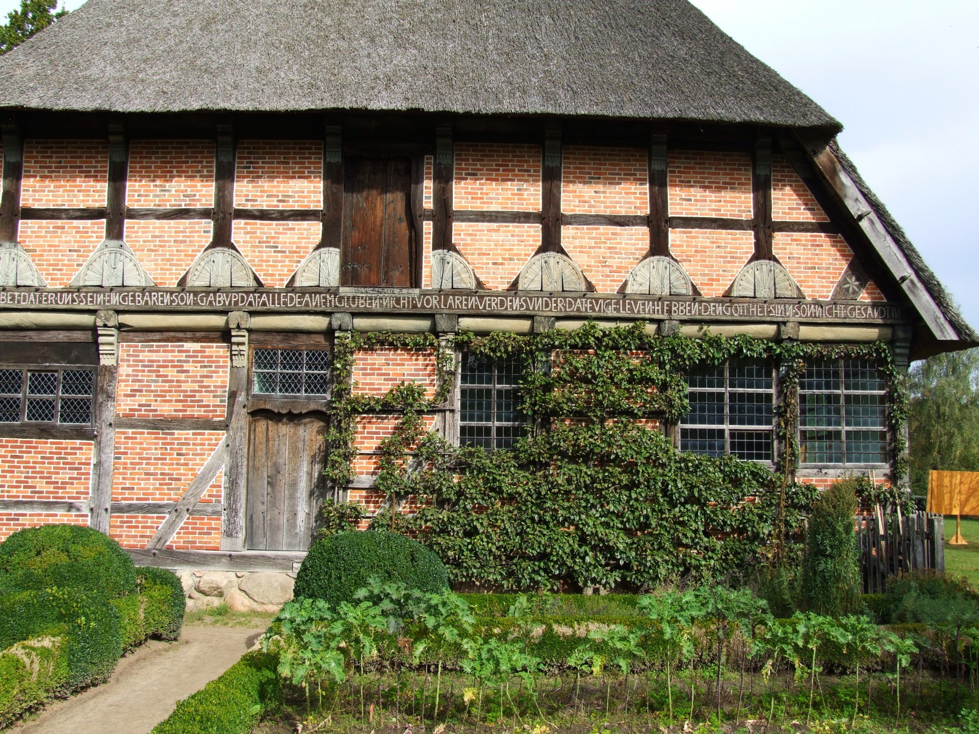 autumn half-timbered house farm free photo