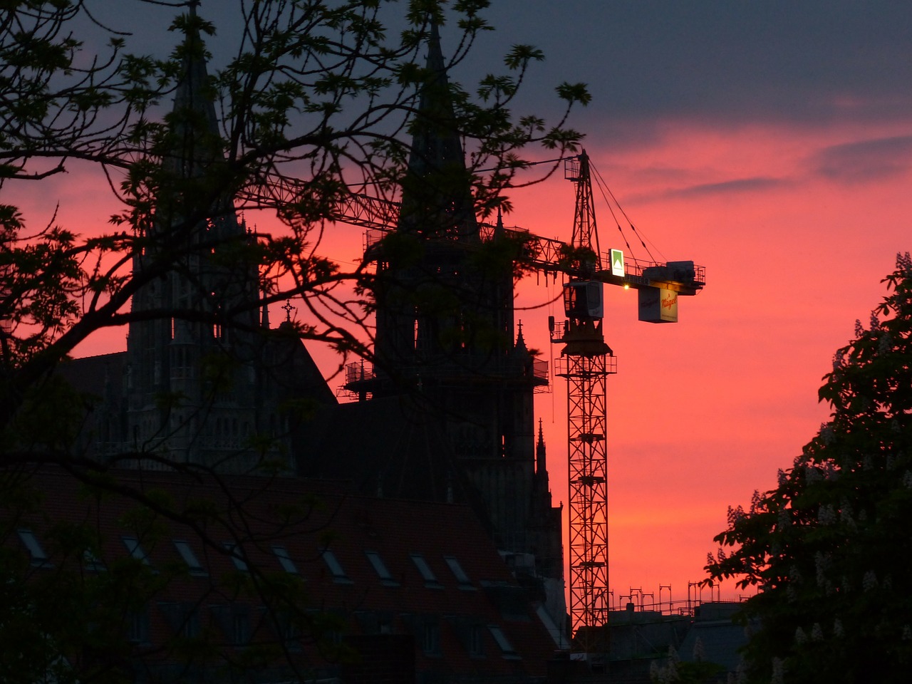 baukran crane sunset free photo