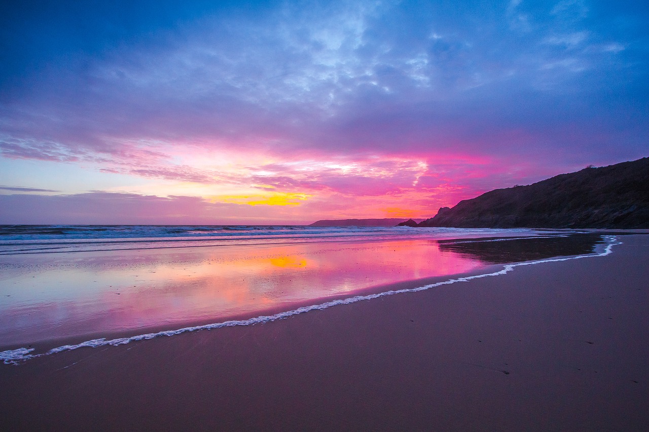 bay beach sunset free photo