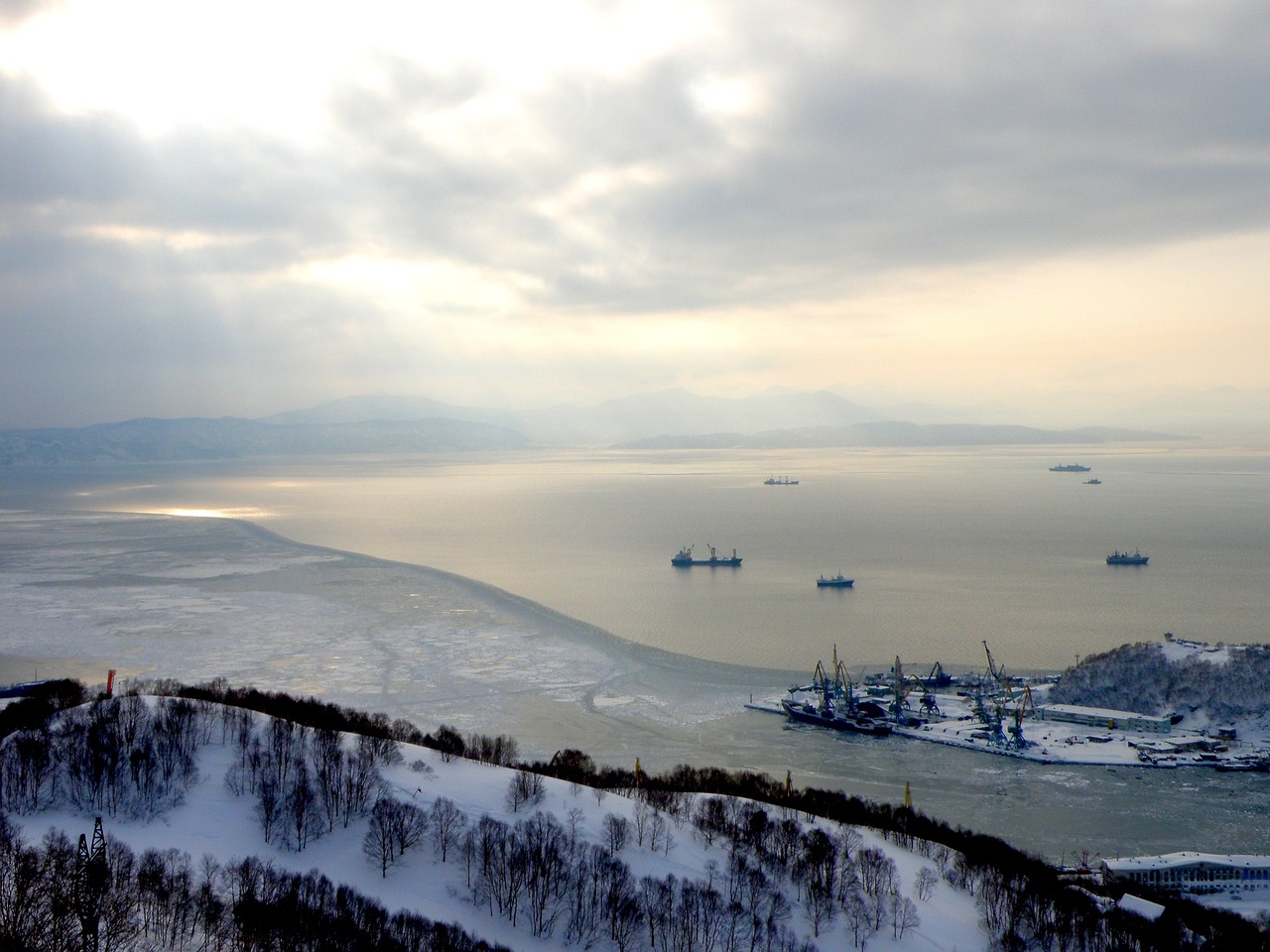 bay sea ship free photo