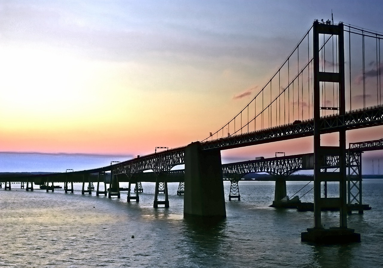 bay bridge bridge ocean city free photo