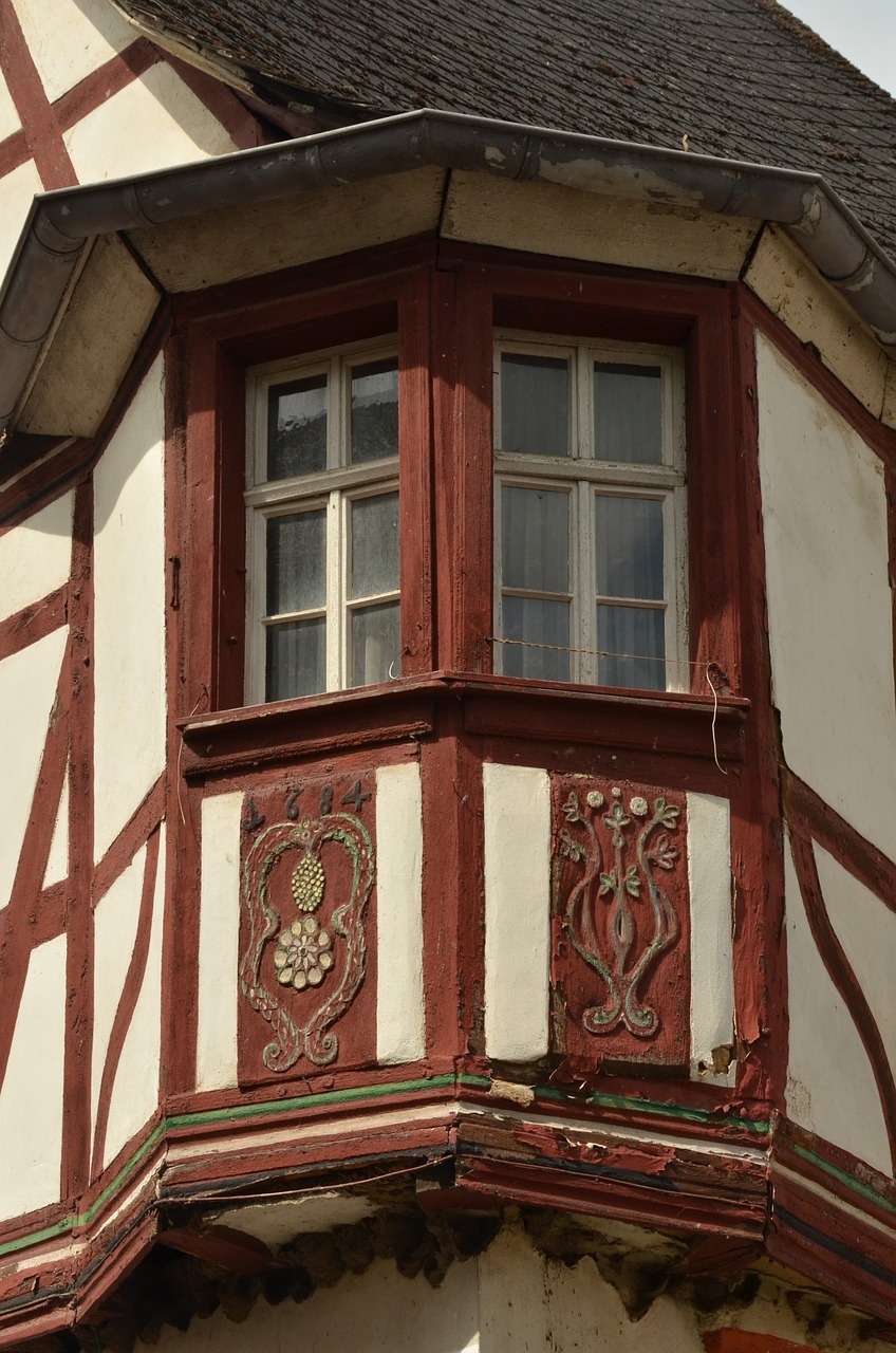 bay window timber-framed half-timbered house free photo