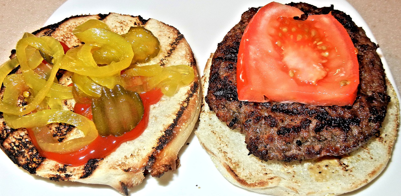 bbq burger tomato pickles free photo