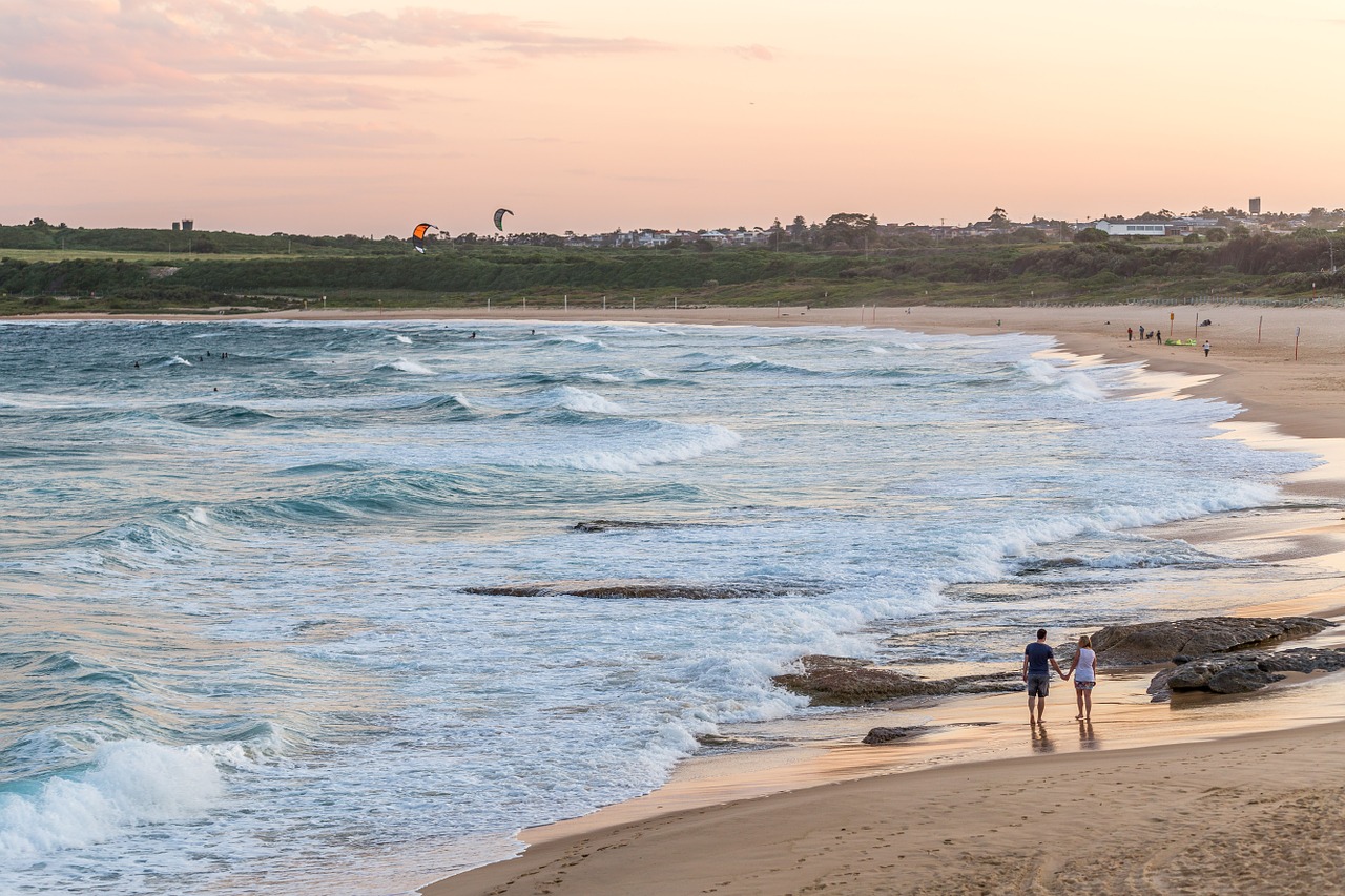 beach beach walk sunset free photo