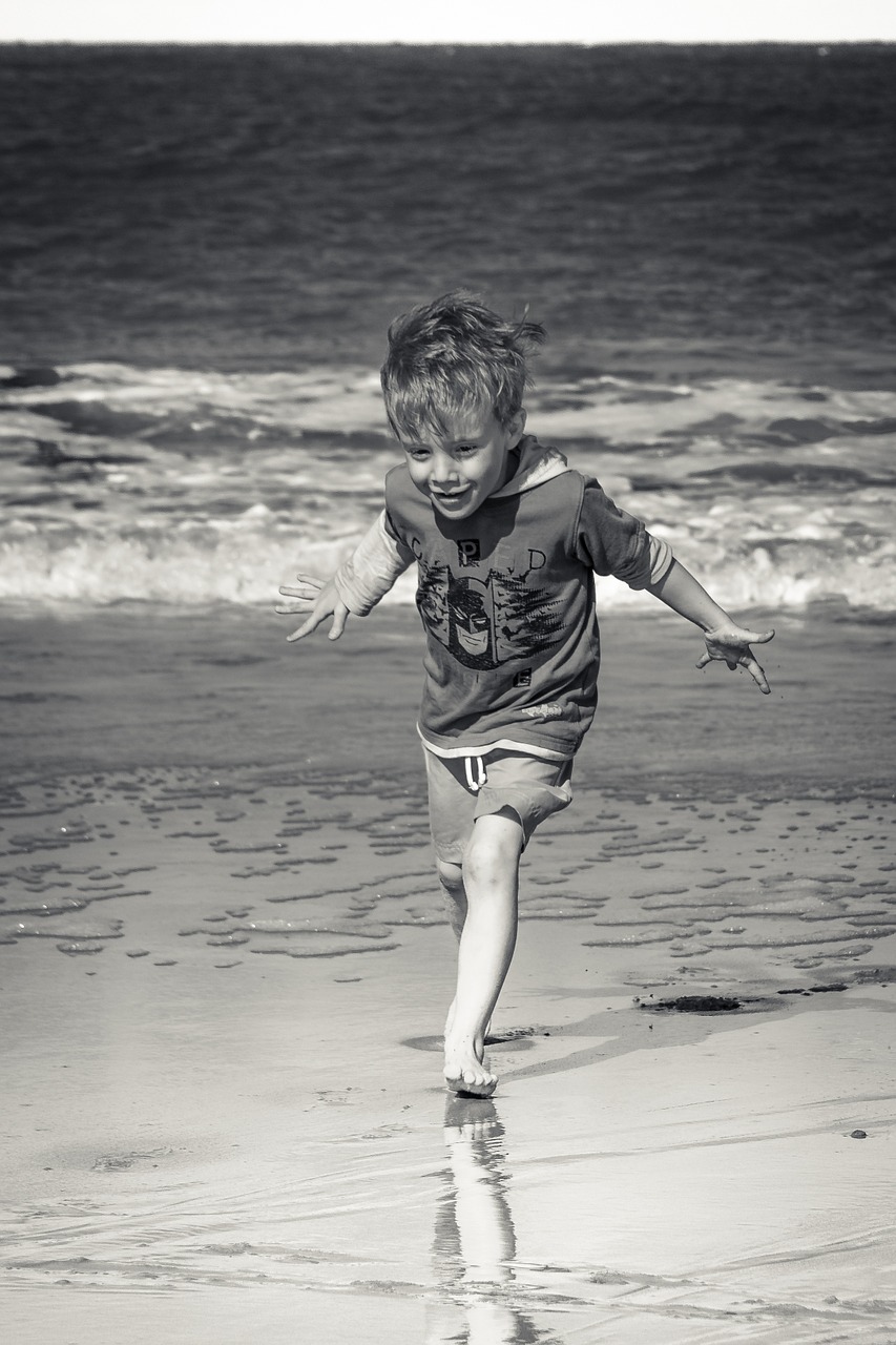 beach boy black and white free photo