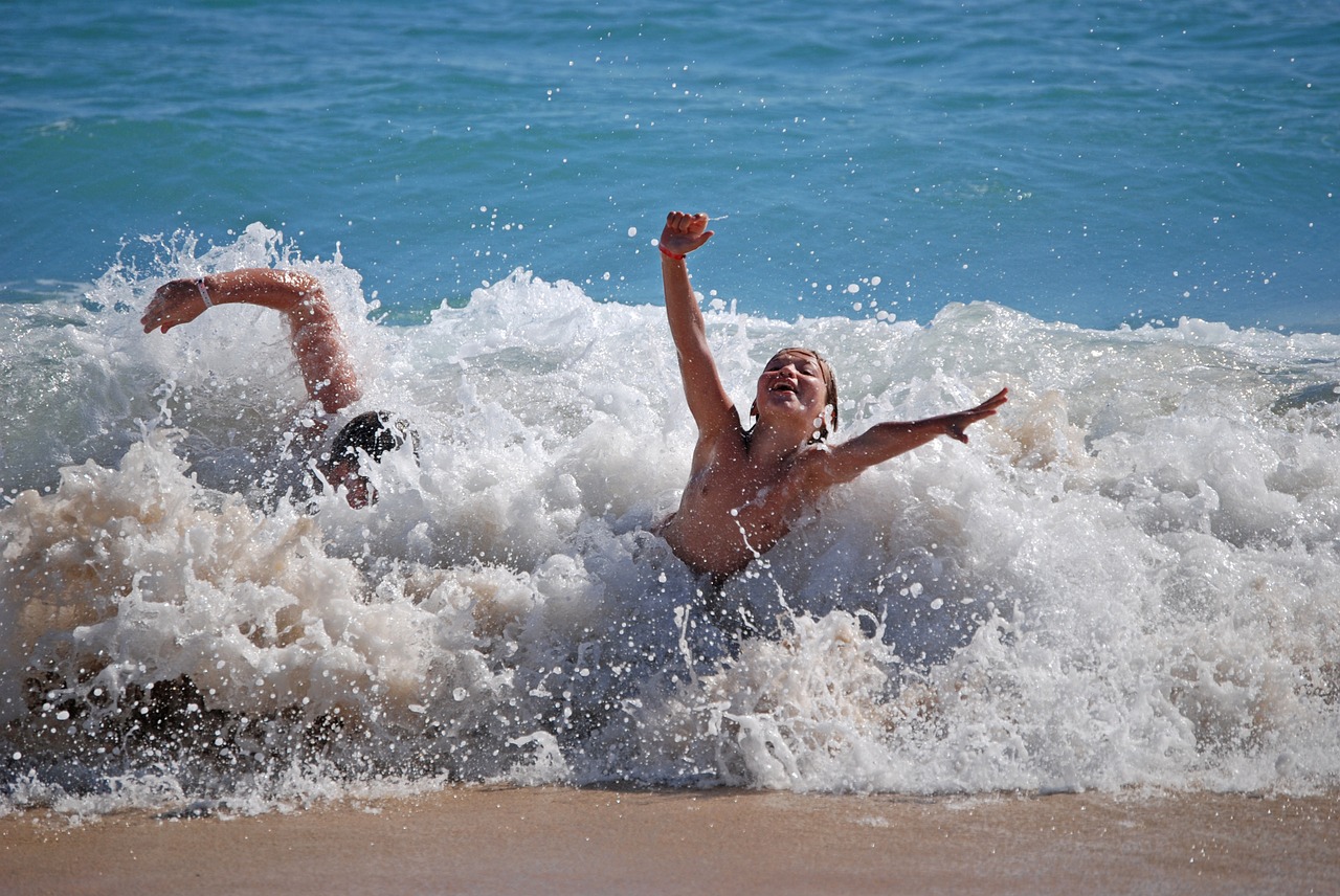 beach wave children free photo