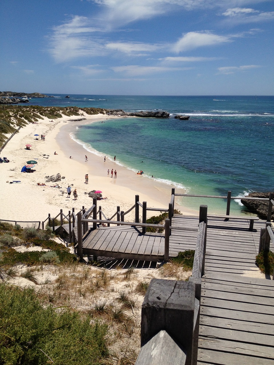 rottnest island beach wooden stairs free photo