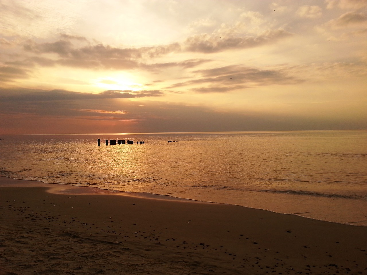 beach sunset sea free photo