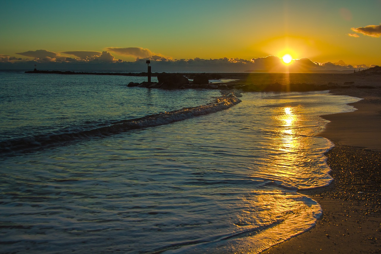 beach in the evening sunset free photo