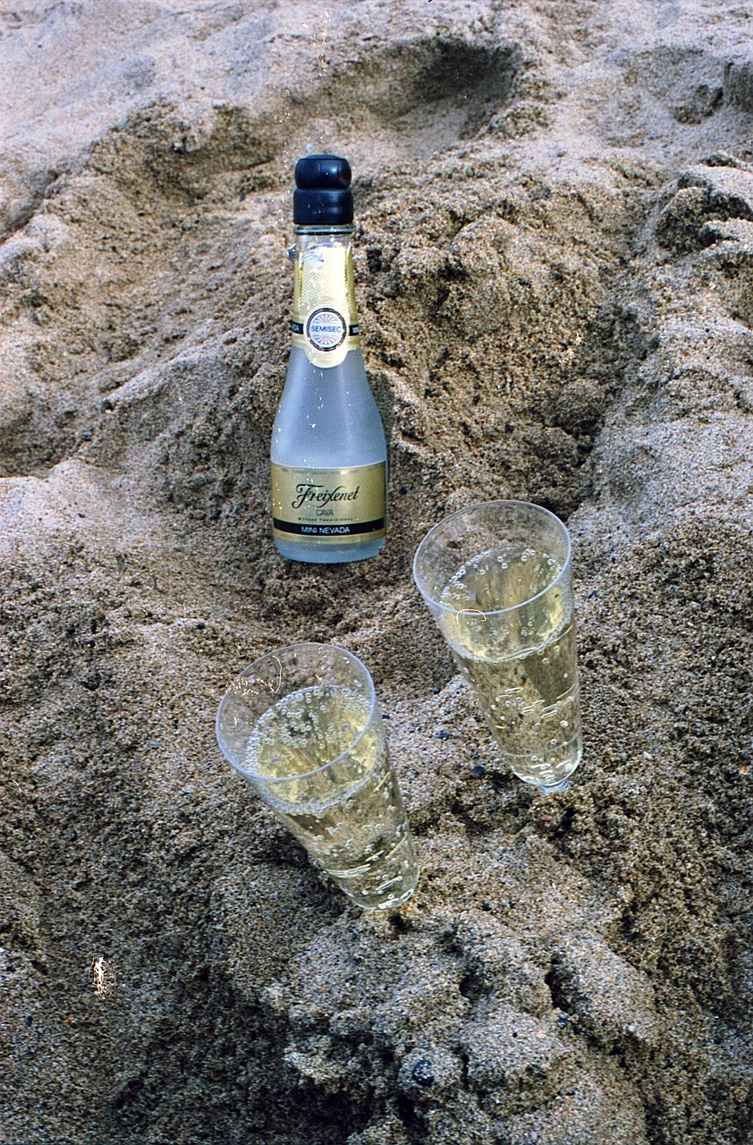 beach champagne sea free photo