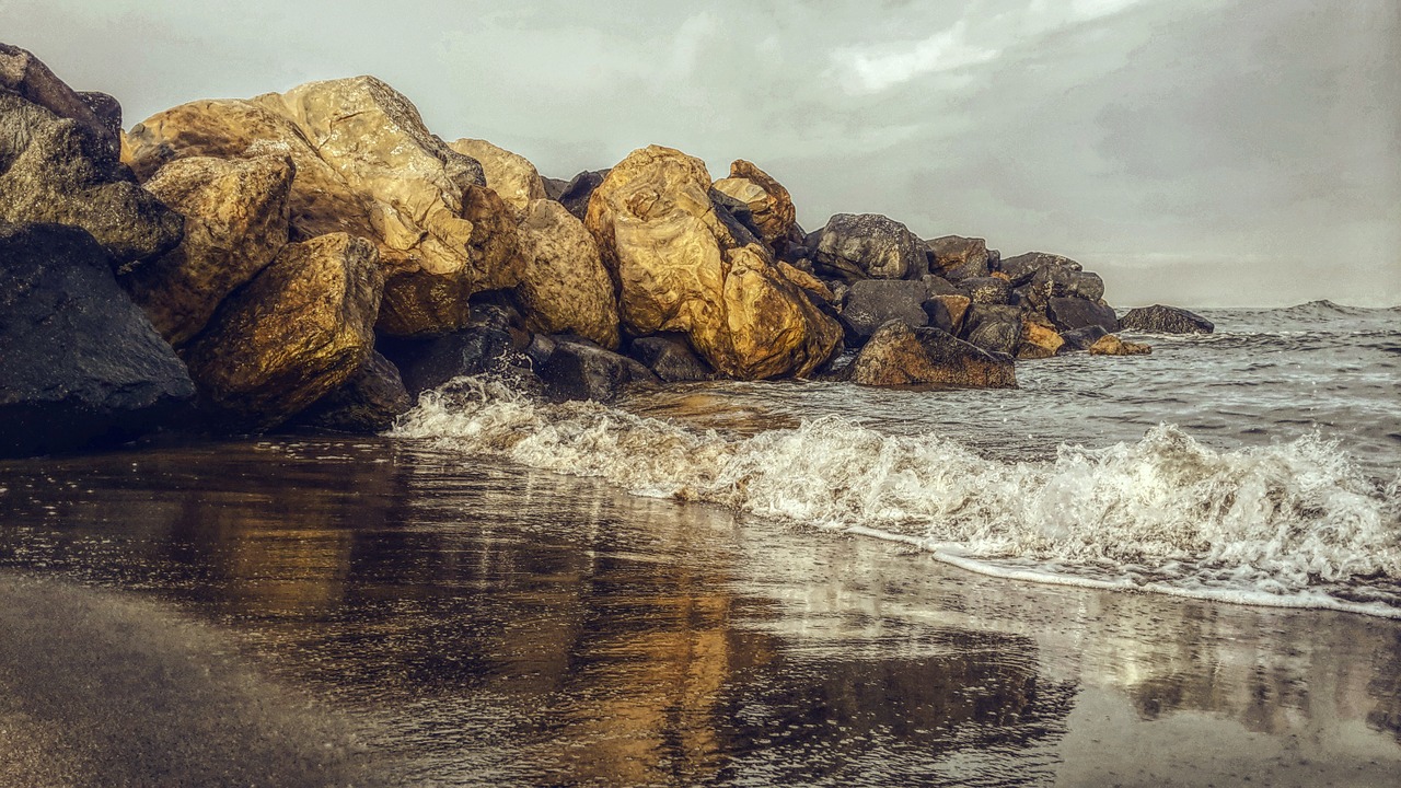 beach rocks water free photo