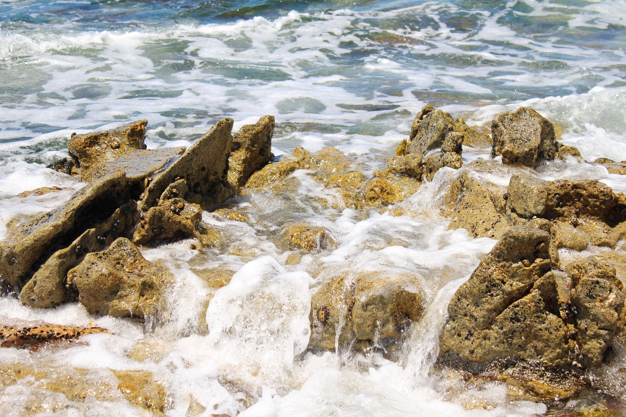 beach rocks waves free photo