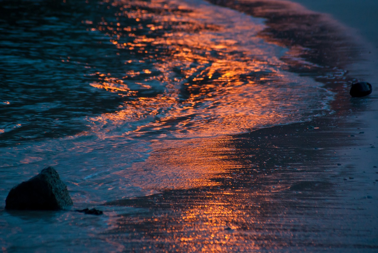 beach night water free photo