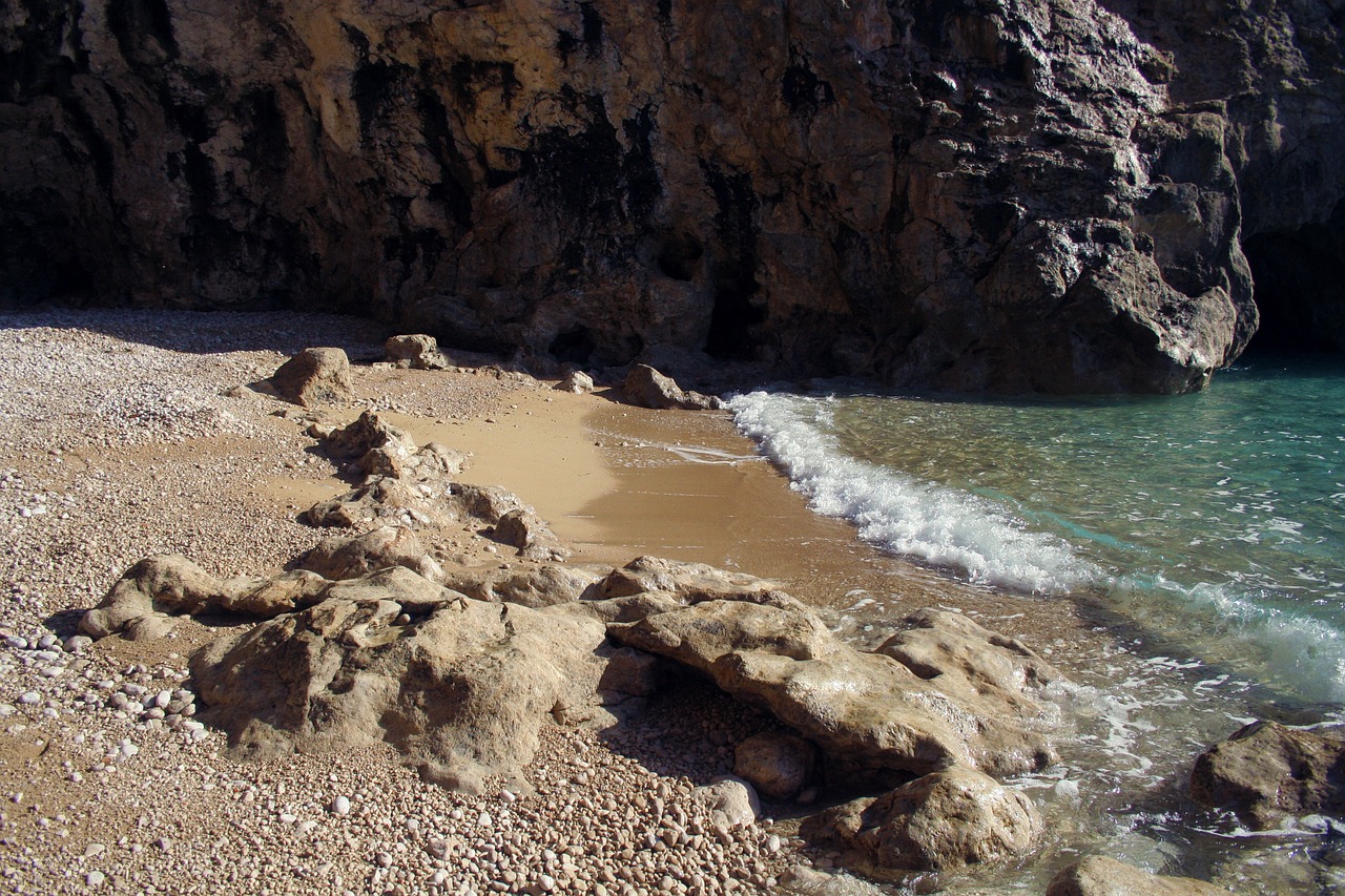 beach sand rock free photo