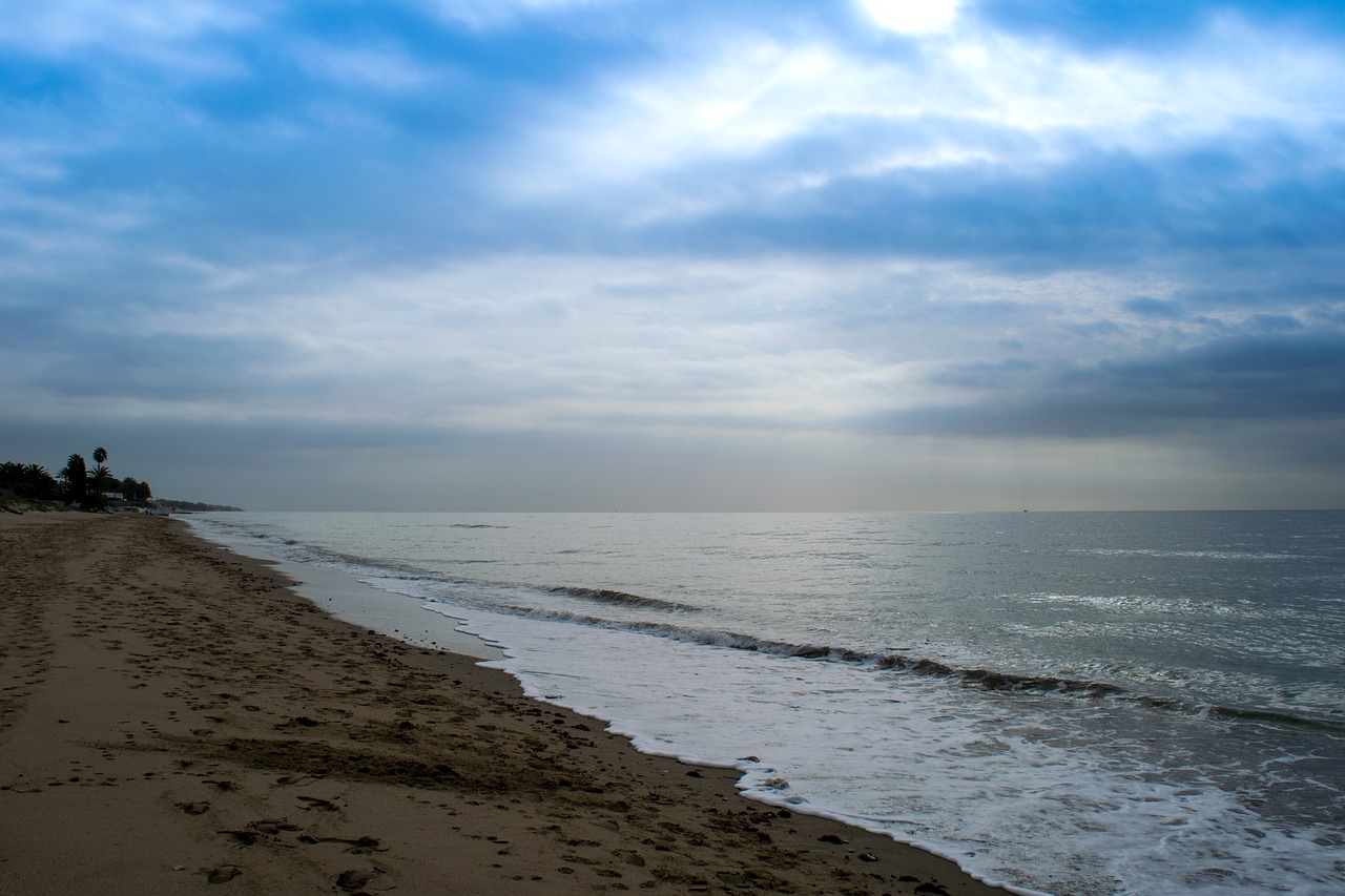 beach dawn clouds free photo