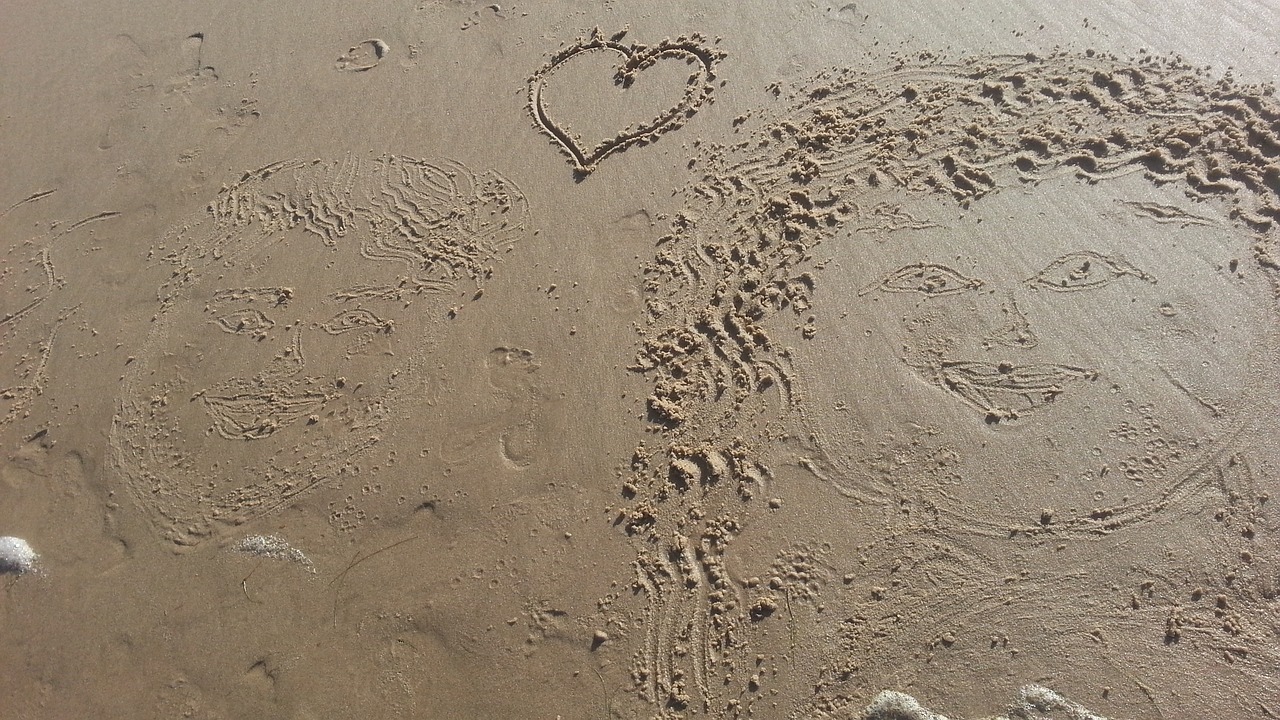 beach heart sand free photo