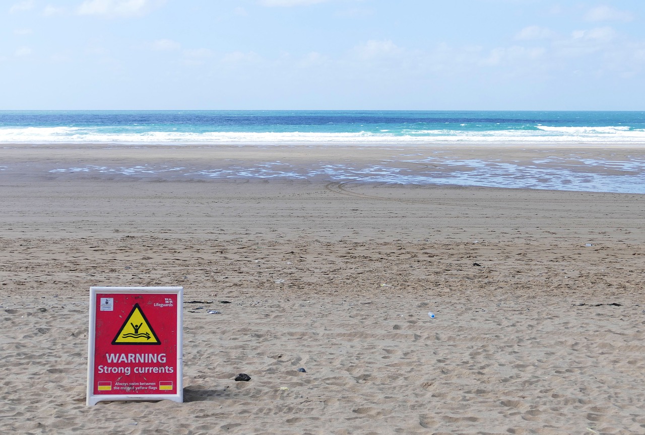 beach warning sea free photo