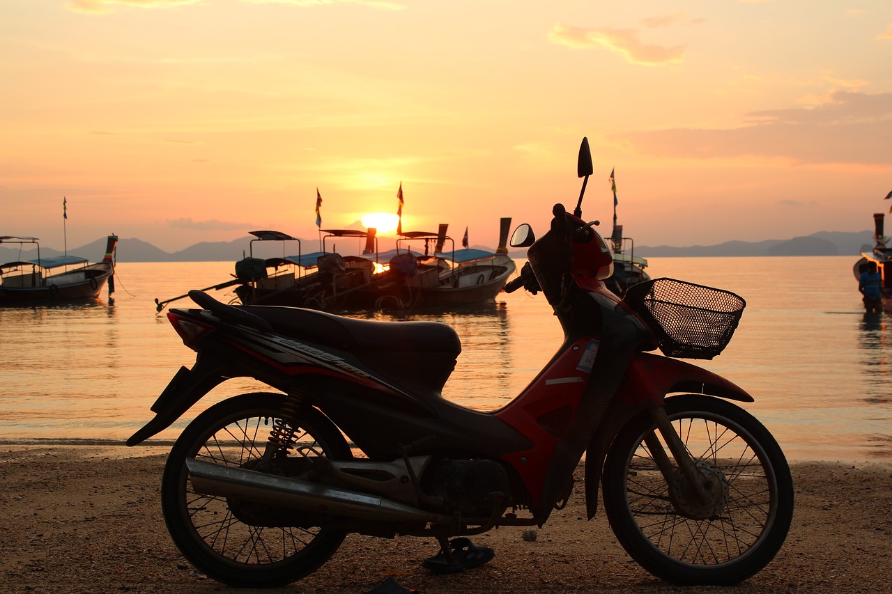 beach motorcycle moped free photo