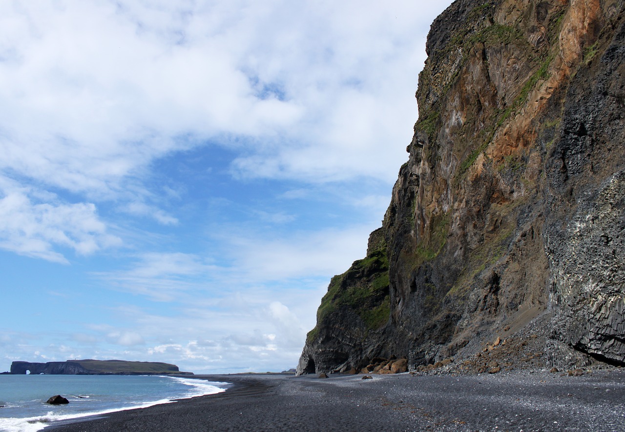 beach cliff iceland free photo