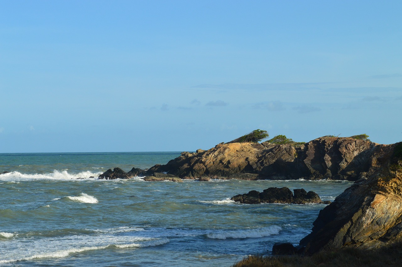 beach ocean rocks free photo