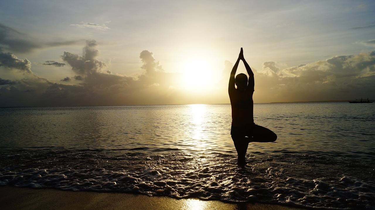 beach sunset yoga free photo