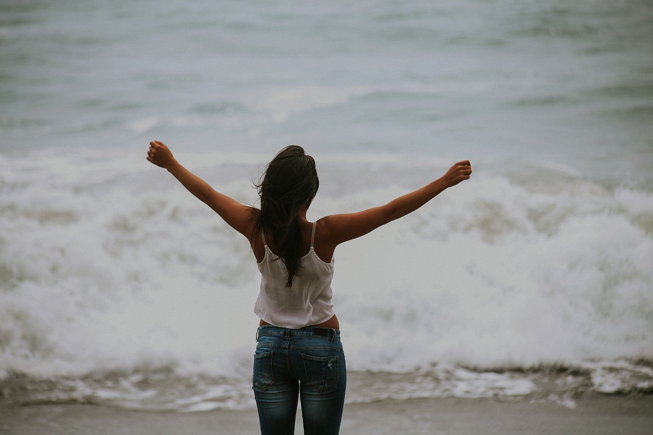 beach blue jeans lady free photo