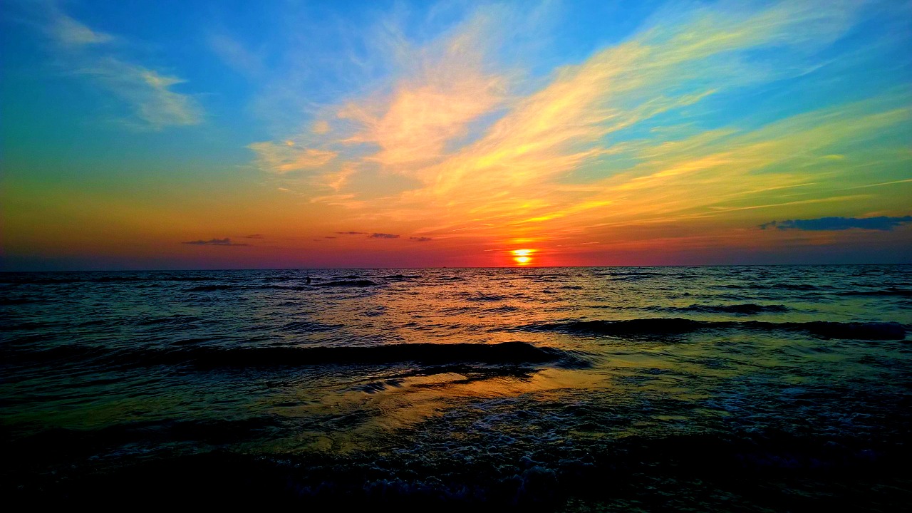 beach clouds horizon free photo