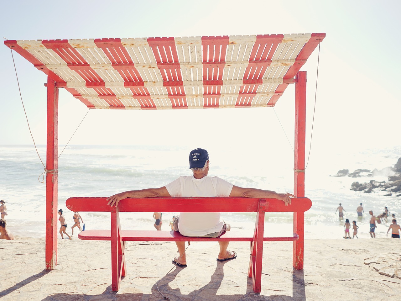 beach bench leisure free photo