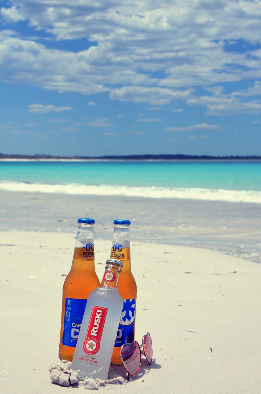 beach beer sand free photo