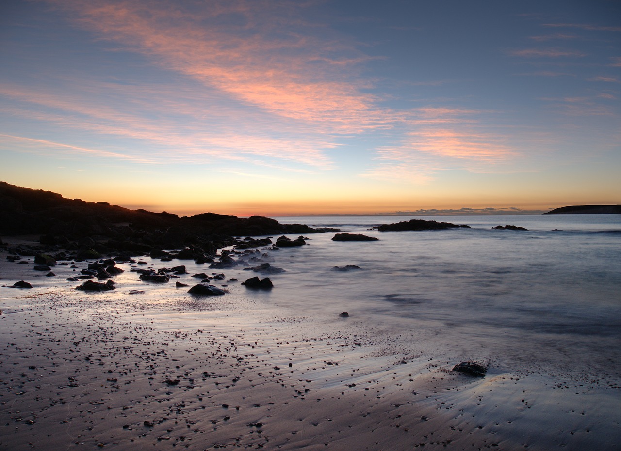 beach low light sunrise free photo