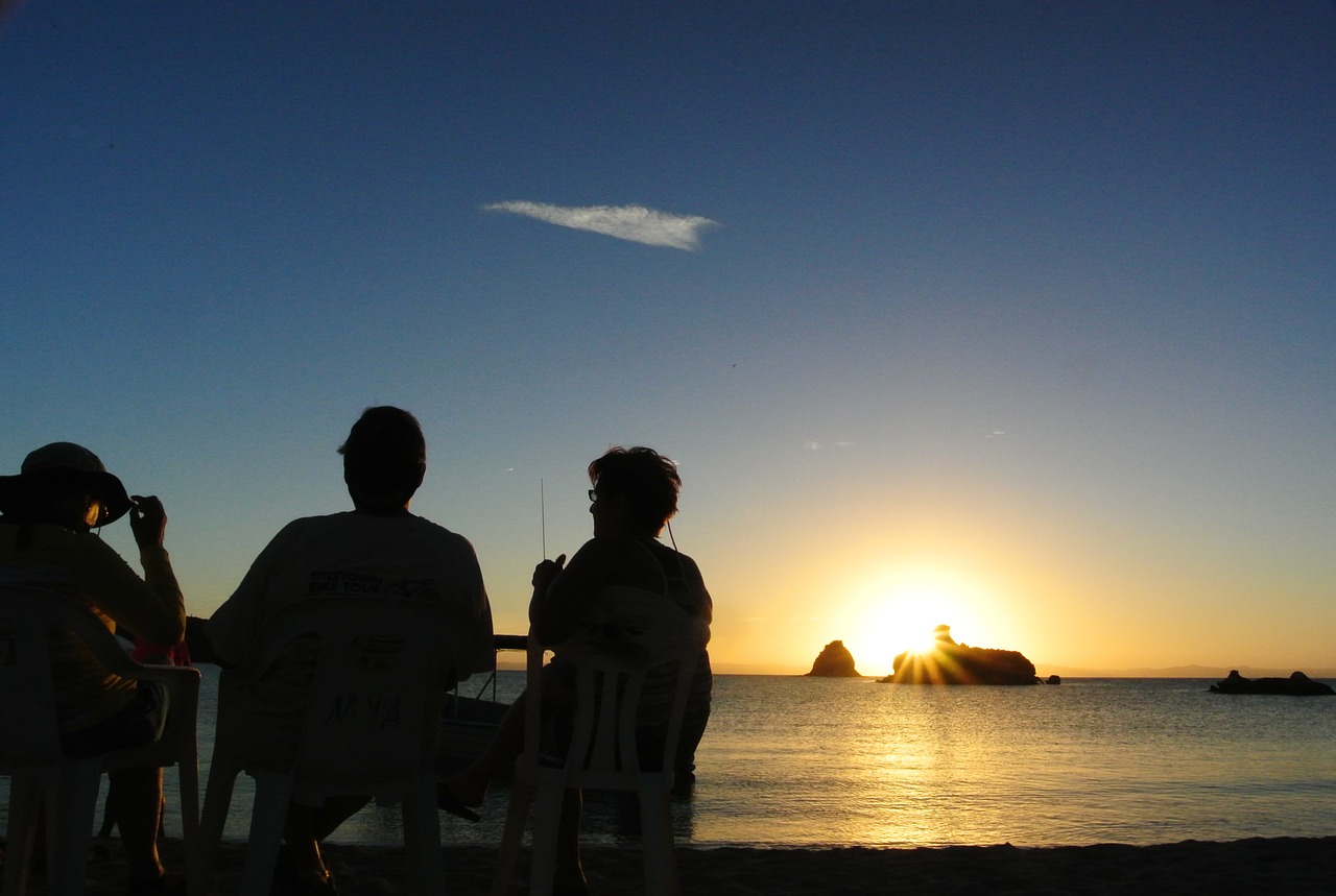 beach sunset people free photo