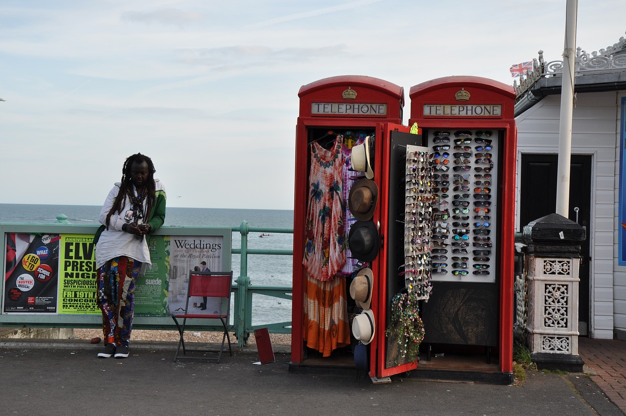 beach phone booth mood free photo