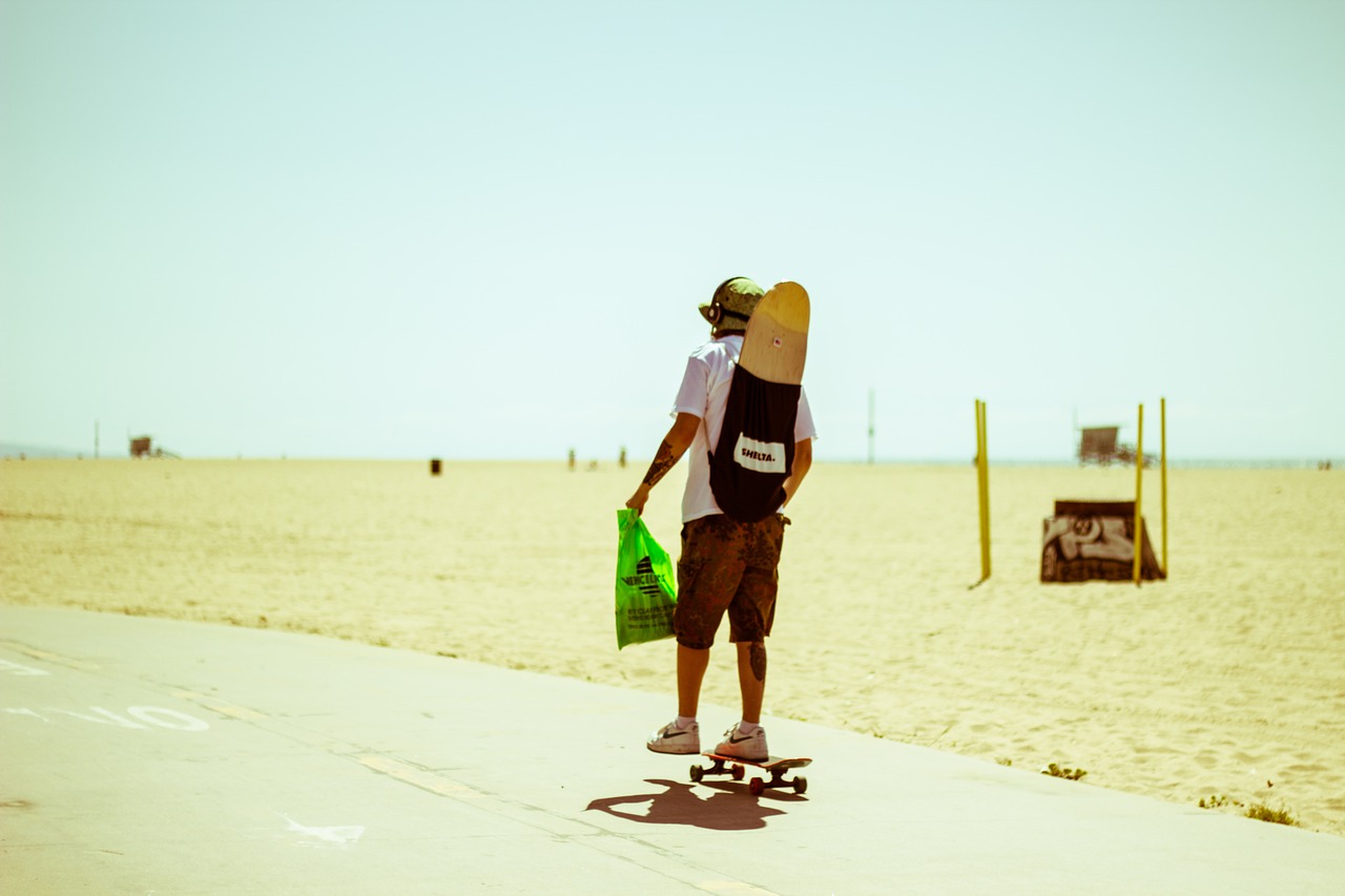 beach california skateboarding free photo